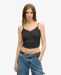 Superdry Womens Essential Lace Trim Cropped Cami Top - Picture 1 of 31