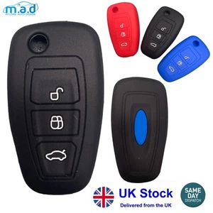 BLACK SILICONE RUBBER CASE KEY COVER FOR FORD FIESTA FOCUS MONDEO GALAXY TRANSIT - Picture 1 of 2