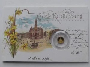 TSCHECHIEN 2018 GOLD MÜNZE COIN PP - HISTORISCHE ANSICHTSKARTEN - REICHENBERG - Picture 1 of 6
