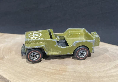 Hot Wheels Redline U.S Army Jeep Gunslinger Olive 1970 Made In Hong Kong - Image 1 of 3