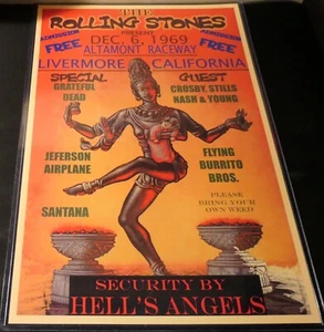 ROLLING STONES 1969 ALTAMONT RACEWAY REPLICA MUSIC CONCERT POSTER - Picture 1 of 2