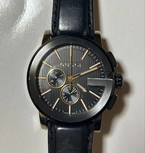 Reloj para hombre GUCCI G-Chronograph 44MM esfera negra cuero negro YA101203 - Imagen 1 de 9