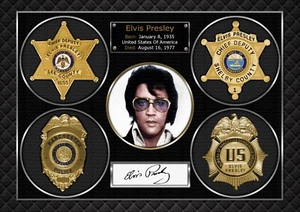 Elvis Presley - Police Badges V2 - Exclusive - A4 Signed Photo Print - Picture 1 of 7