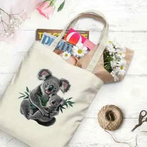 Bolso de Mano Estampado de Koala y Eucalipto -Duradero Reutilizable Informal - Imagen 1 de 7