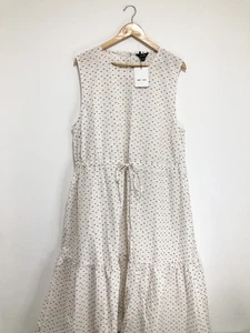 Maxi Vestido Saint + Sofi en Niveles Para Mujer Reino Unido 20 Kara Blanco Brillante Mancha Corbata Cintura - Imagen 1 de 15