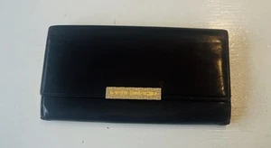 GIVENCHY Vintage Luxury Designer French Wallet Black Liquid LeatherGG Logo Large - Picture 1 of 15
