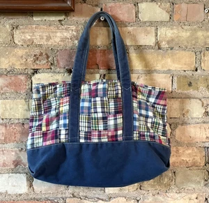 J. Borsa a tracolla Crew Madras patchwork in tela con manico superiore - Foto 1 di 6