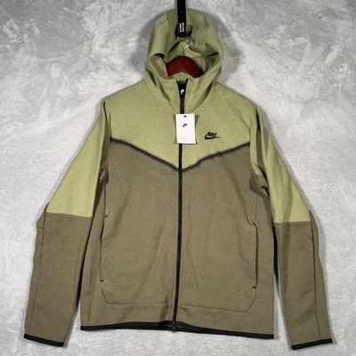 Chaqueta con Capucha Nike Tech Fleece Para Hombre Verde Mediana CU4489-334 Cremallera Completa Logo Swoosh Foto 1 de 4