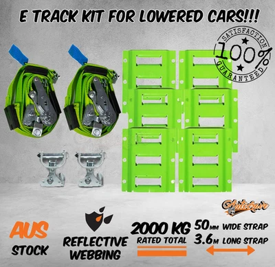 Wheel Chock E Track Kit Tie Down Ratchet Strap 2000kg Lowered Cars Atv 3.6M 50mm - image 1 of 4