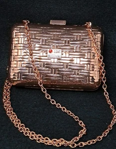 Borsa Love Moschino piccola in metallo oro rosa - design cestino intrecciato - Foto 1 di 9