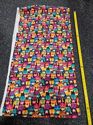 Лот из 4+ ярдов смешной хлопчатобумажной ткани для кошек - Изображение 1 из 4