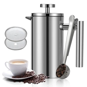 French Press Coffee Maker 34oz, Double-Wall Insulated French Press Stainless ... - Picture 1 of 8