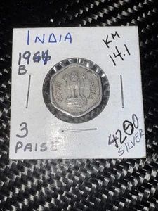 Moneda India 3 Paise 1964 (b) KM14.1 MONEDA MUNDIAL RARA ENVÍO COMBINADO - CONTENEDOR 1 - Imagen 1 de 4