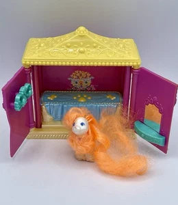 Vtg Littlest Pet Shop Dazzling Hair Pets Orange Puppy with Hideaway Palace 1996 - Picture 1 of 12