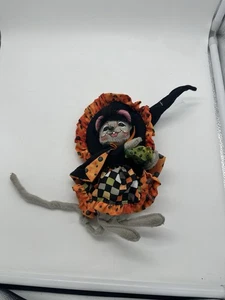 ANNALEE Halloween Wicked Witch Mouse 2015 With Frog Orange And Black - Picture 1 of 7