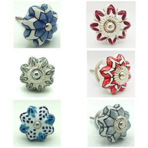 G Decor Porcelain Petal Leaves Handpainted Ceramic Door Knob - Picture 1 of 13