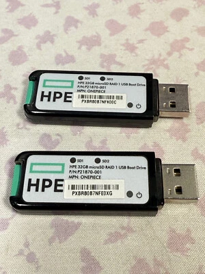 Lot (2) P21870-001 HPE 32GB microSD RAID 1 USB Boot Drive Cards Included - Image 1 of 3