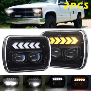 2pc 7x6" 5x7'' LED Headlights DRL Turn Lamp For Chevy C1500 C2500 C3500 Suburban - Picture 1 of 10