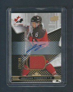 2018 Upper Deck Team Canada Patch Auto 175 /199 # 41 Jonathan Tychonick 2CL