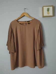 Worthington Damen Bluse Größe 3X Farbe Ahorn Taffy Flatterärmel Rundhalsausschnitt - Bild 1 von 12
