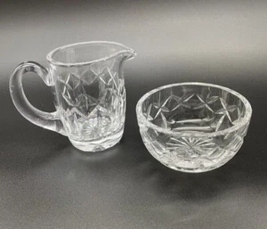 Fine Heavy Crystal Creamer & Sugar Set 4" Tall Creamer 4" Sugar Bowl Crisscross - Picture 1 of 7