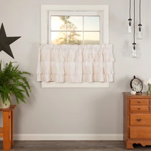 Simple Life Flax Antique White Ruffled TIER SET 24" Country Farmhouse - Picture 1 of 4