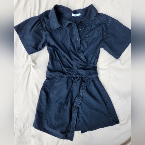 Camicia asimmetrica Alexander Wang nera contorta a placchetta abbottonata taglia M