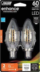 FEIT Electric B10 E12 (Candelabra) LED Bulb Soft White 60 Watt Equivalence 2 pk - Picture 1 of 1