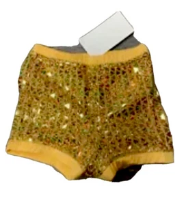 Child M (8/10) Gold Sparkly Sequin Cheer Dance Boy Cut Short Spankie Bloomer NWT - Picture 1 of 3