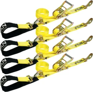 Correa combinada de amarre de eje con trinquete de gancho a presión - 2 pulgadas X 114 pulgadas - Paquete de 4 - - Imagen 1 de 7
