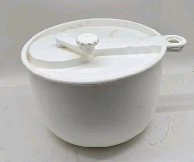 Giratorio de ensalada blanco grande vintage Copco tapa blanca diseño Sam Lebowitz #604 EE. UU. Foto 1 de 2