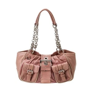 PRADA Baby Pink Enameled Metal Triangle Shoulder Bag - Picture 1 of 11
