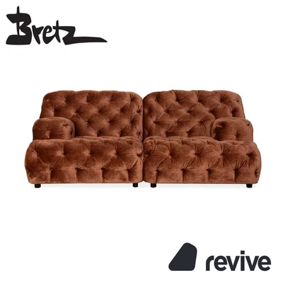 Bretz Cocoa Island Stoff Samt Knopfheftung Zweisitzer Braun Bronze Sofa Couch - Bild 1 von 4