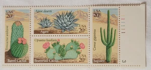 1981 20-cent US stamps Desert Plants stamp block of 4 stamps - Picture 1 of 1