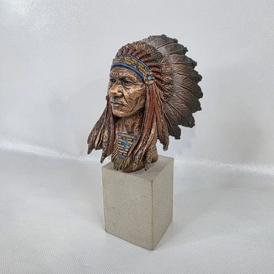 Busto nativo americano de toro sentado Christopher Pardell de colección 6,5" edición limitada #/2500 Foto 1 de 4