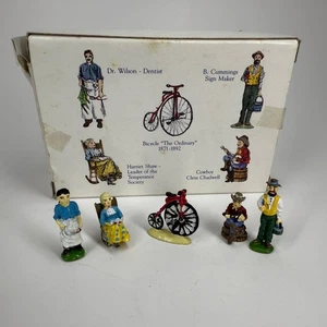 1" Liberty Falls Painted Pewter Figurines W/ Bicycle 1997 AH135 Metal Set of 5 - Picture 1 of 5