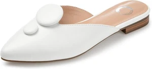 Journee Collection Mallorie spitze Damen-Pantoletten flache Schuhe, weiß Größe 6,5M - Bild 1 von 3