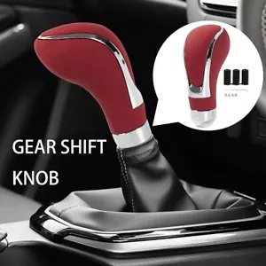Red Leather Automatic Auto Car Gear Stick Shift Knob Shifter Lever Universal - Picture 1 of 14