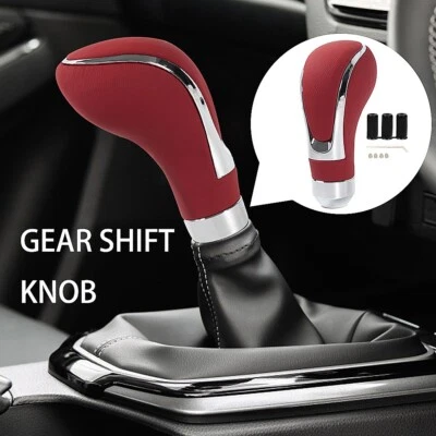Palanca de cambios universal de cuero rojo automática para auto Foto 1 de 4