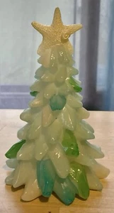 ÁRBOL DE NAVIDAD DE VIDRIO DE RESINA con TOPPER DE ESTRELLAS DE MAR PLAYA NAVIDAD NÁUTICA 5 1/2” - Imagen 1 de 2