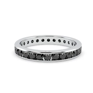2.00 Carat Natural Round Black Diamond Full Eternity Ring In Heavy White Gold - Picture 1 of 8