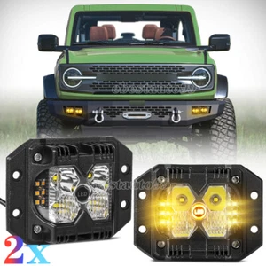 2X Flush Mount 5inch LED Work Light Pods Yellow+White Off Road Driving Spot Fog - Picture 1 of 10