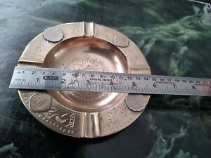 Vintage asian design Brass Ashtray Decorated With Coins