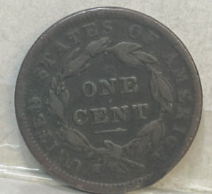 UNITED STATES USA 1838 ONE LARGE CENT , KEY DATE BRAIDED HAIR , VERY SCARCE