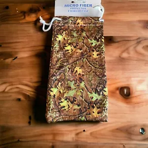 Microfiber Glasses Case Camouflage Nature Leaves Protective Eyewear Drawstring - Picture 1 of 1