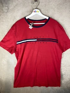 Tommy Hilfiger Casual T-Shirts Top Size XL Mens Red Logo Short Sleeve - Picture 1 of 11