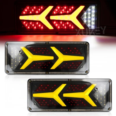 2x Truck Tail Brake LED Sequential Flowing LED Turn Signal Trailer Light 76LED Foto 1 de 4