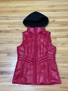Pendleton Puffer Vest Jacket Women's S Red Duck Down Removable Hood Zip-Up Nylon - Picture 1 of 9