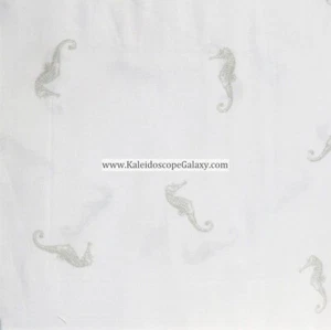 Seahorse Gray WHITE TWIN SHEET SET ~ BEACH OCEAN TROPICAL Sea Horse - Picture 1 of 2