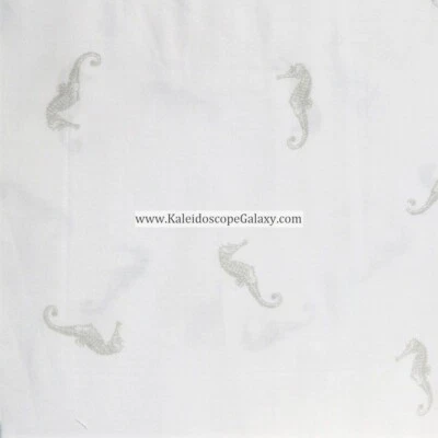 Seahorse Gray WHITE TWIN SHEET SET ~ BEACH OCEAN TROPICAL Sea Horse - Image 1 of 2